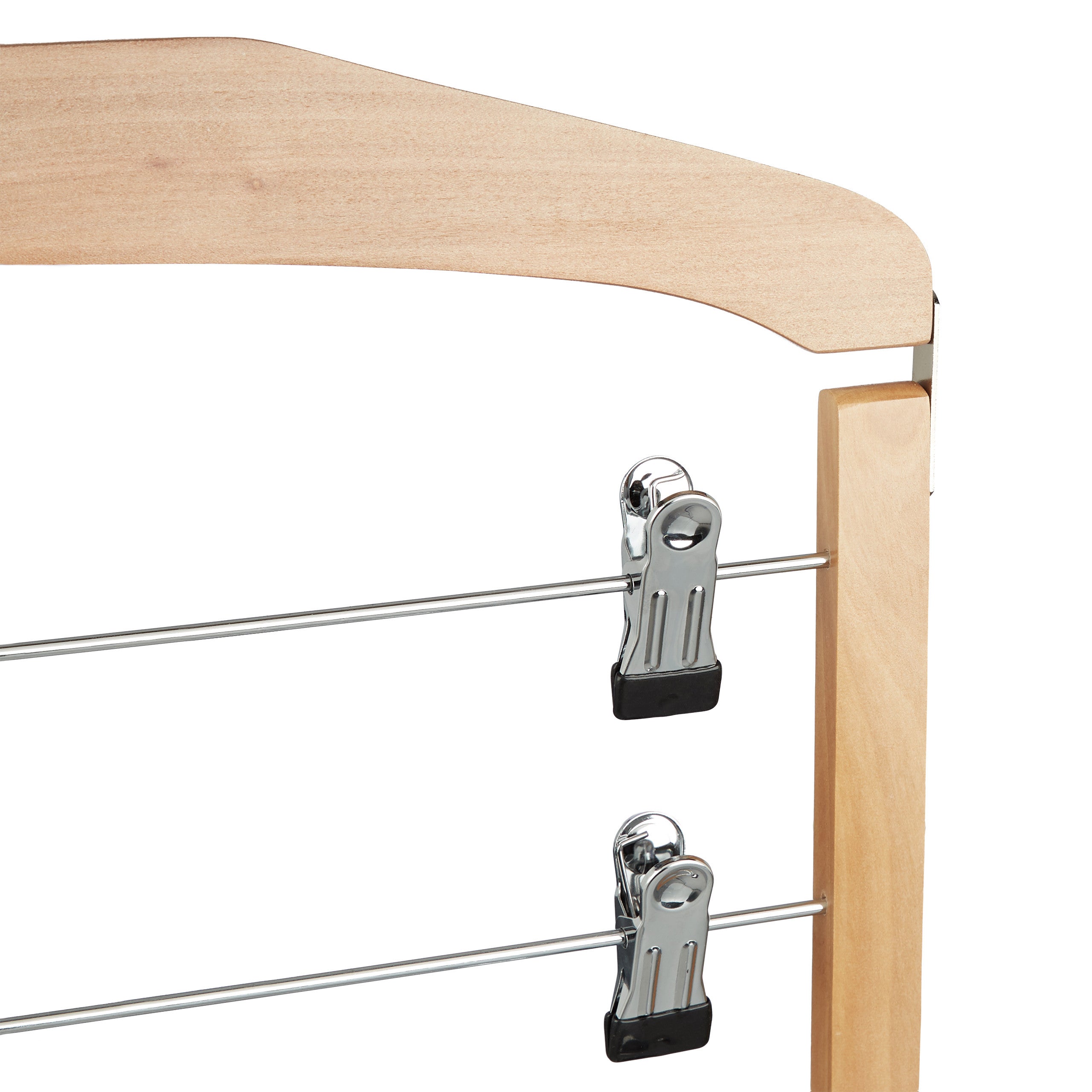 Cintre multiple bois crochet 360° pantalons lot de 3 antidérapant HxlxP: 45,5 x 39 x 2,5 cm, argenté nature, Relaxdays - 8