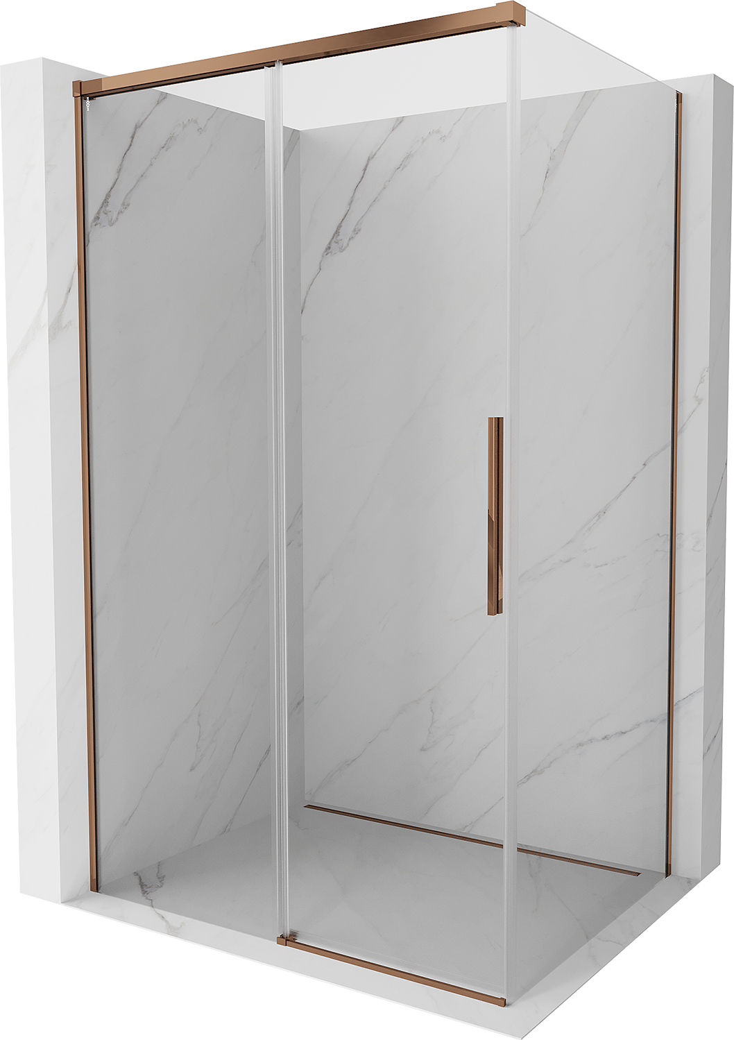 Mexen Rox kabina prysznicowa rozsuwana 135 x 120 cm, transparent, różowe złoto - 8C2-135-120-60-00