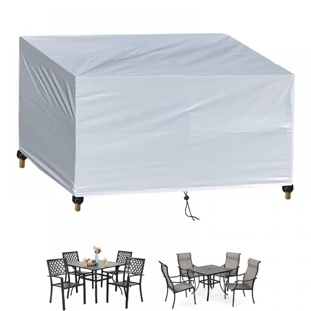 Pokrowiec na meble ogrodowe, kwadratowy, wodoodporny i odporny na promieniowanie UV, tkanina Oxford 420D, srebrny, 70 x 70 x 70 cm