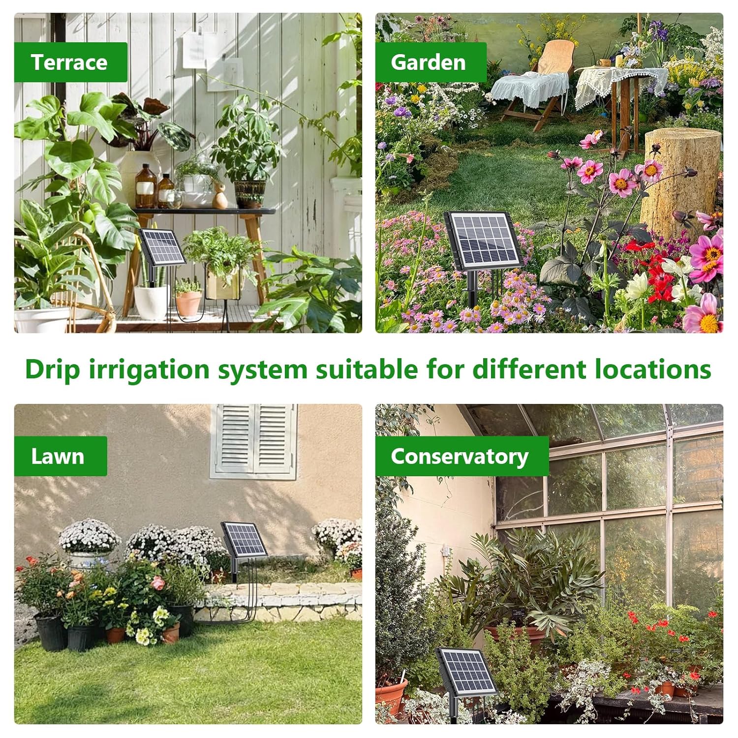 Système d'irrigation goutte à goutte solaire, kit d'arrosage automatique pour 10 pots, arrosage solaire des plantes - 5