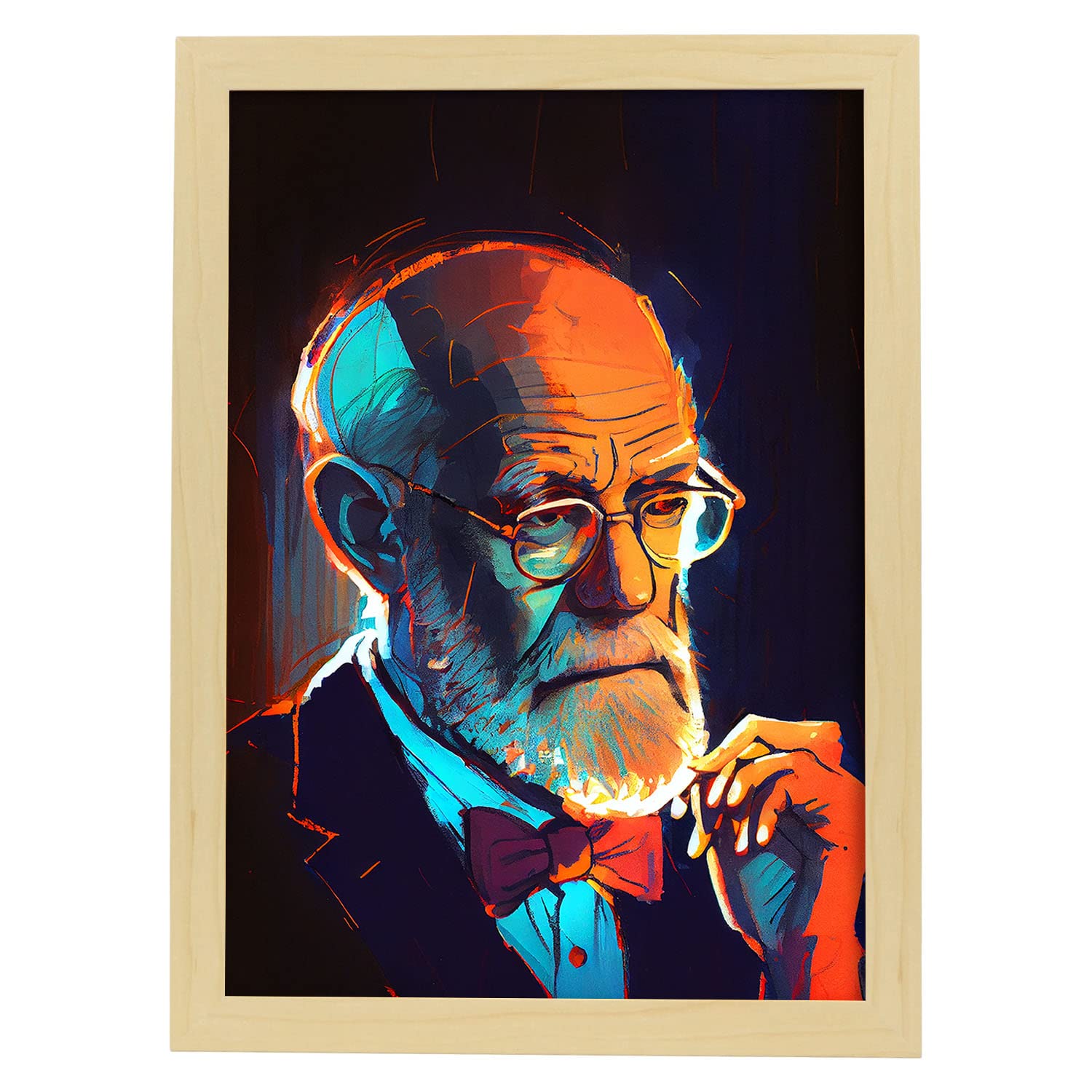 Nacnic poster de sigmund freud en estilo retrato a todo color ilustraciones y caricaturas de inventores y creadores históricos a3 marcos madera