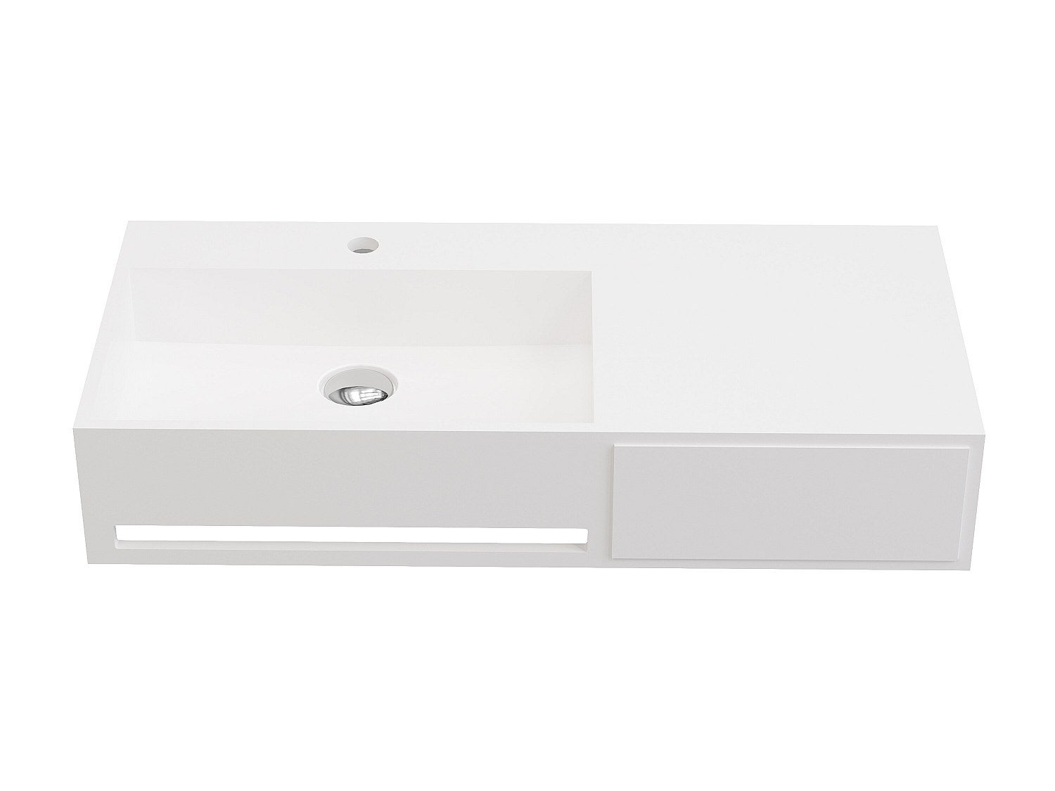 Umywalka wisząca z litą powierzchnią z wieszakiem na ręczniki – Biała – Szer. 90 x Głęb. 40 x Wys.17 cm – GANDAKI - 2