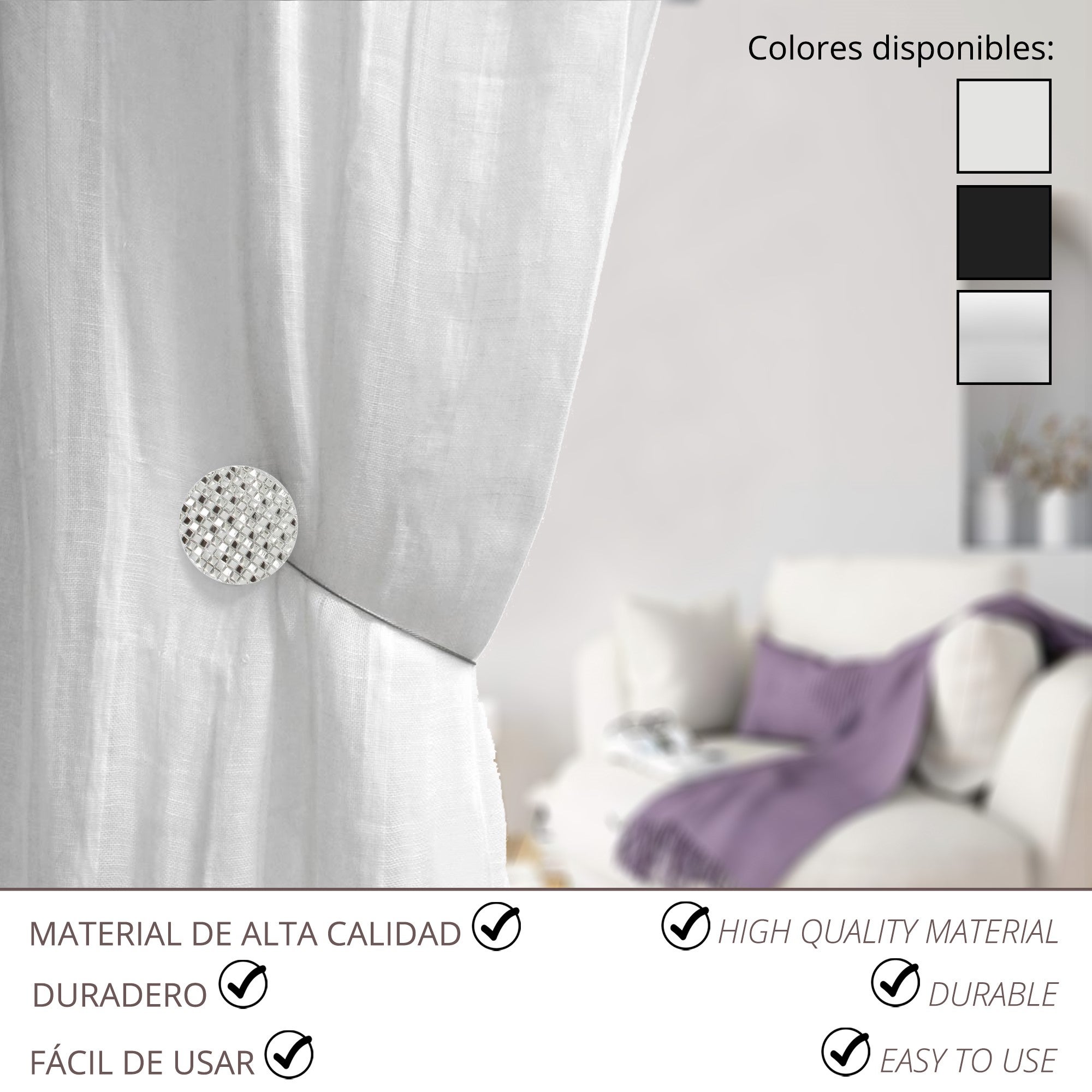 Morsetto metallico magnetico rotondo a mosaico Newport - cromato - 2