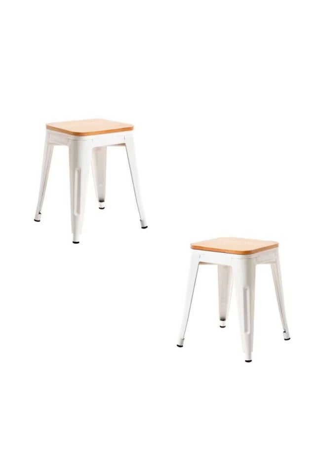 Packs Taburetes Pequeños - Pack 2 Taburetes Torix Pequeños Madera Natural 45 cm - Blanco