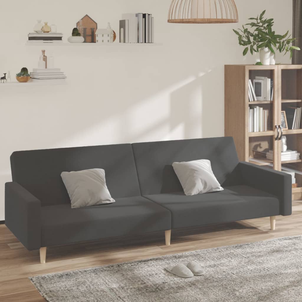 QUT® Canapé-lit à 2 places avec deux oreillers Gris foncé Tissu 337416