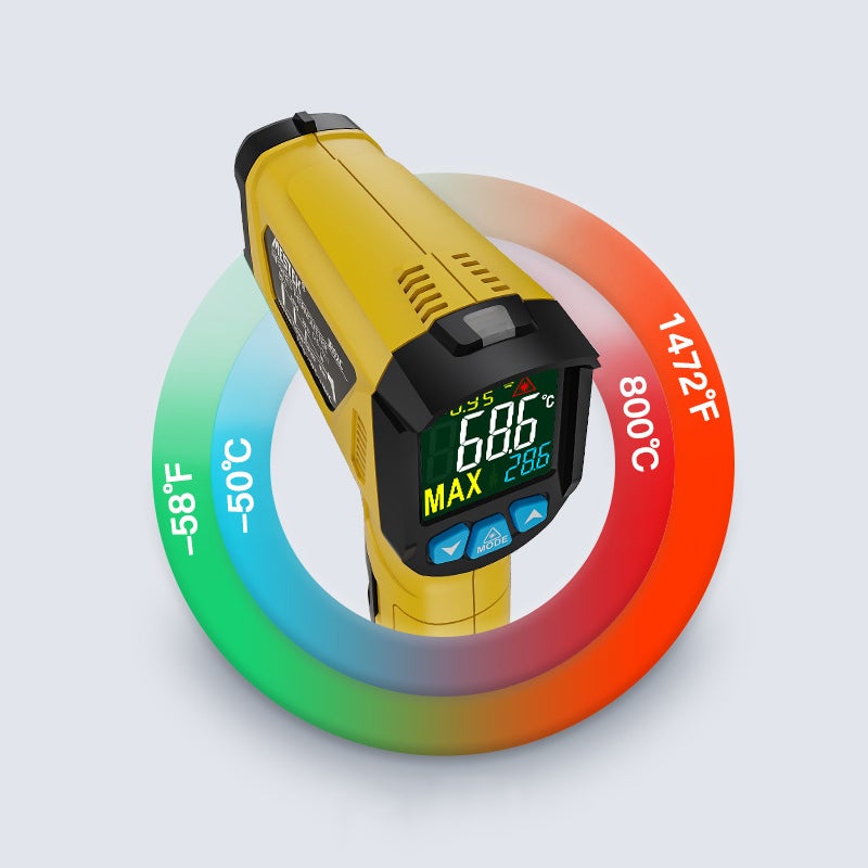 Thermomètre industriel de haute précision, thermomètre infrarouge laser, sonde de température infrarouge portable, LCD sans contact 800 ℃ - 5