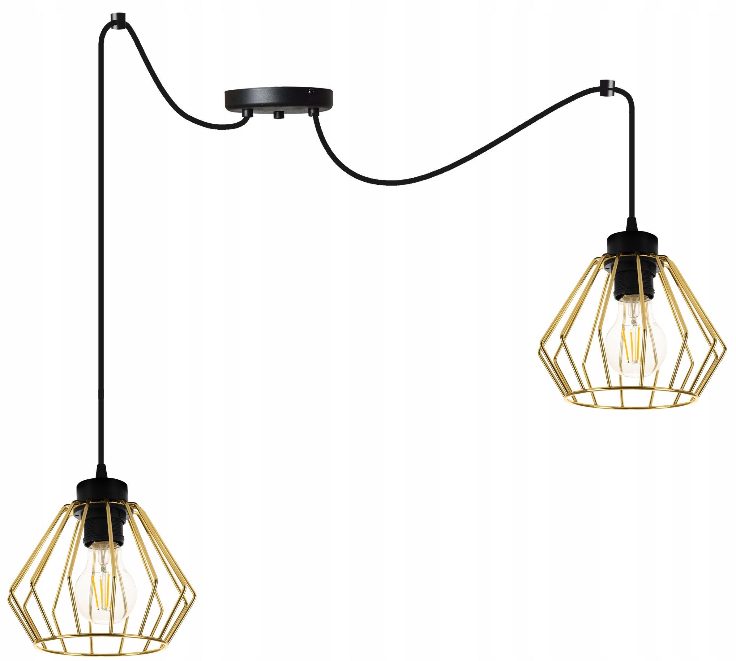Lampa sufitowa wisząca modern Spider Santos 2xE27 klosz druciak złoty Light Home LH
