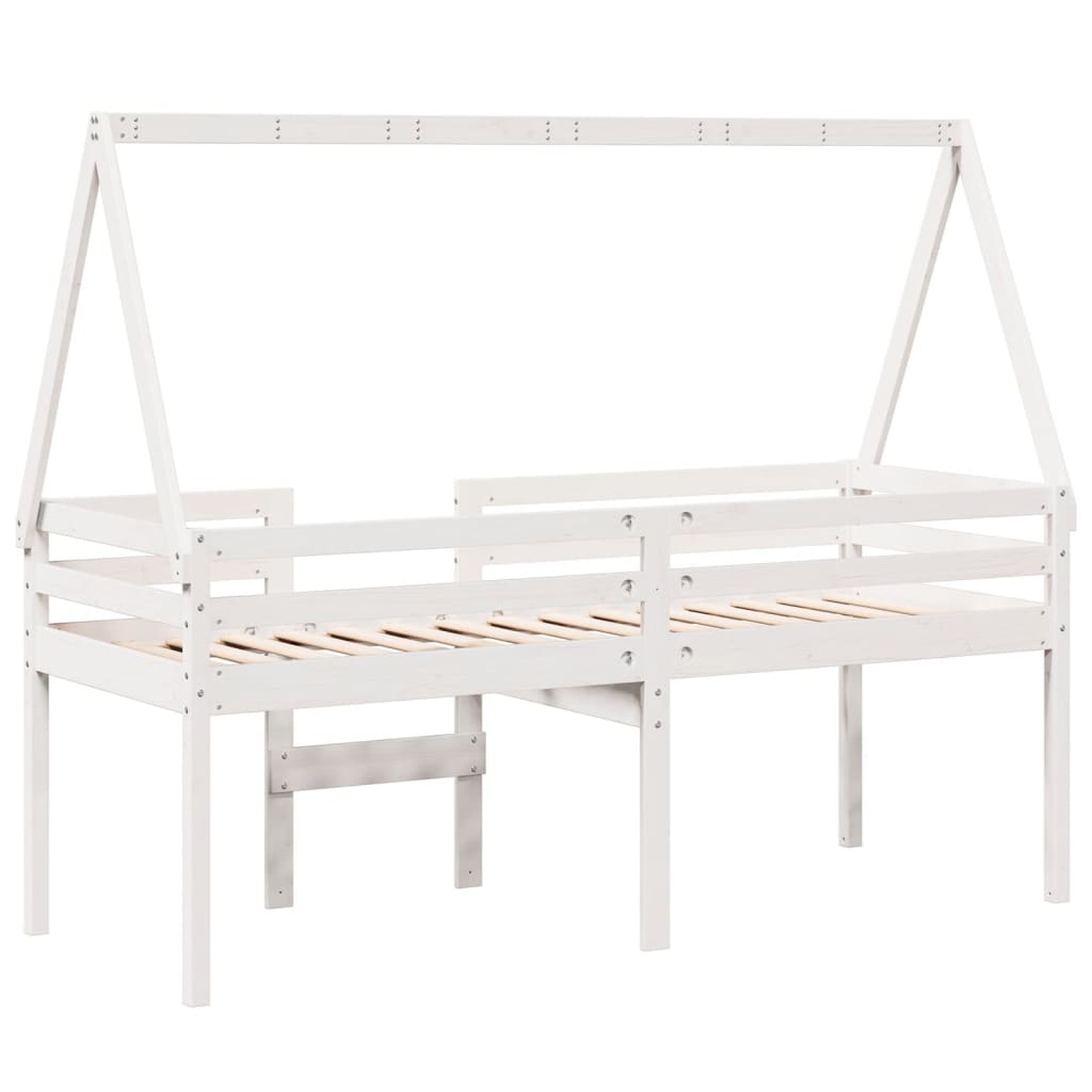 Lit haut avec toit, bois de pin blanc massif, 75x190 cm — COMFORTXL - 8