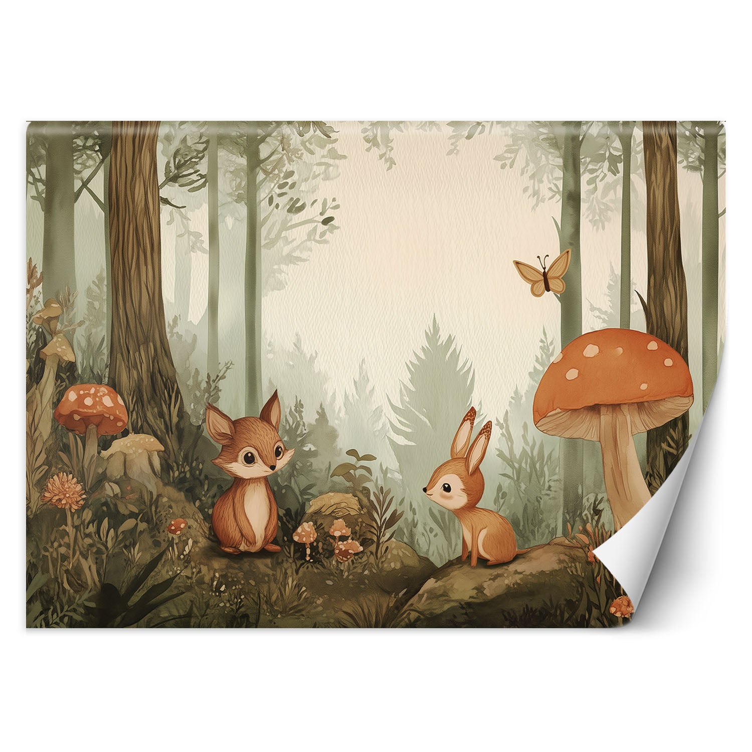 Fototapeta do pokoju dziecięcego, Leśne Zwierzęta Natura Beżowy 300x210