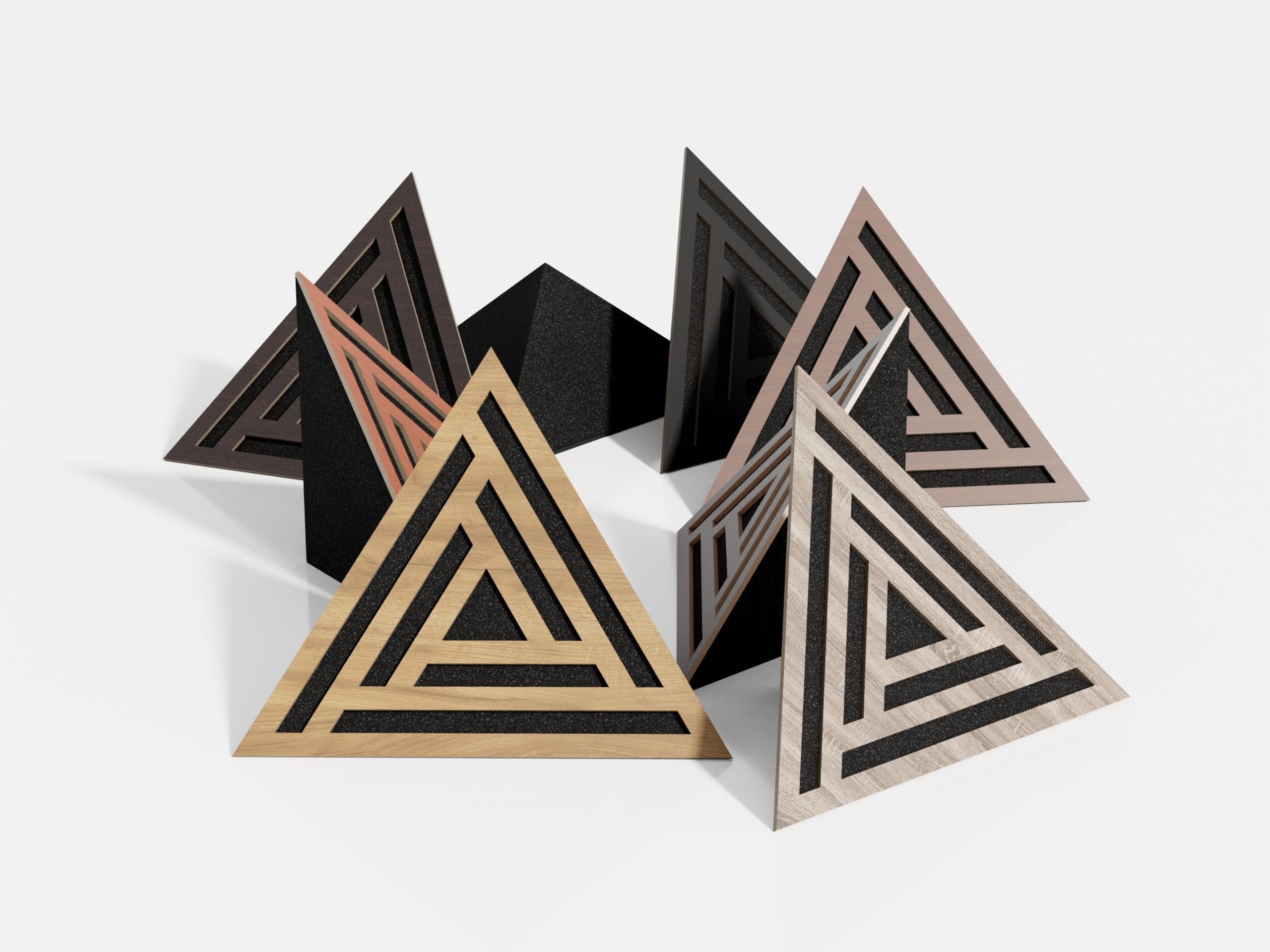Lot de 2 Pièges à basses d'angle TRIANGLE SCIFI acoustiques insonorisants 42x42x21 cm - MDF perforé laminé et mousse acoustique - Blanc - 3