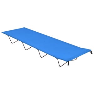 Slsy Lettino Pieghevole Da Campeggio Con Materasso 3 Pollici – Blu Cotone Perlato - Foto 6