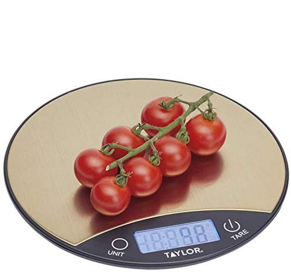 Taylor Pro Bilancia da Cucina Digitale ad Altissima Capacità, Compatta, Standard Professionale con Funzione Tara ed Alta Precisione, Vetro Nero e Acciaio Inox, Portata Massima 15 kg