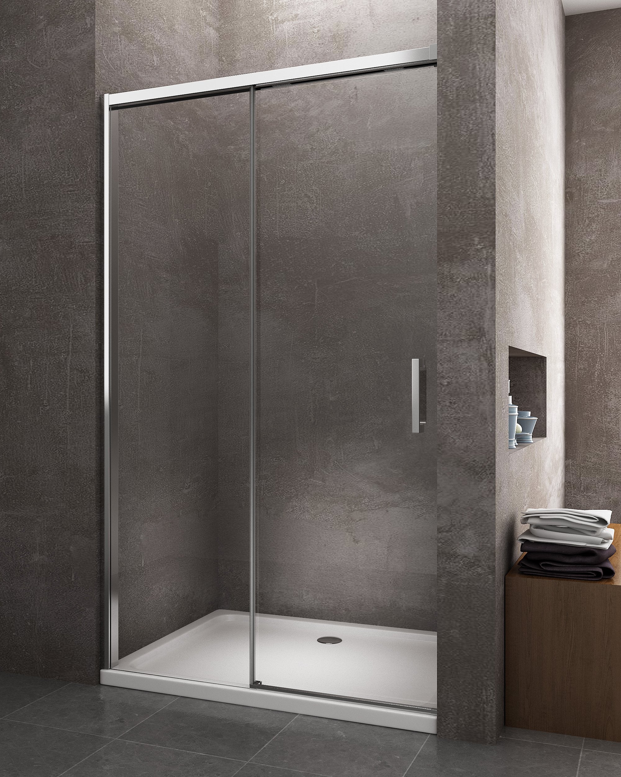 Porte de douche pour installation en niche avec fermeture douce Soft Close H 200, cadre en chrome 8 mm Cm 160 (157-160) - 2