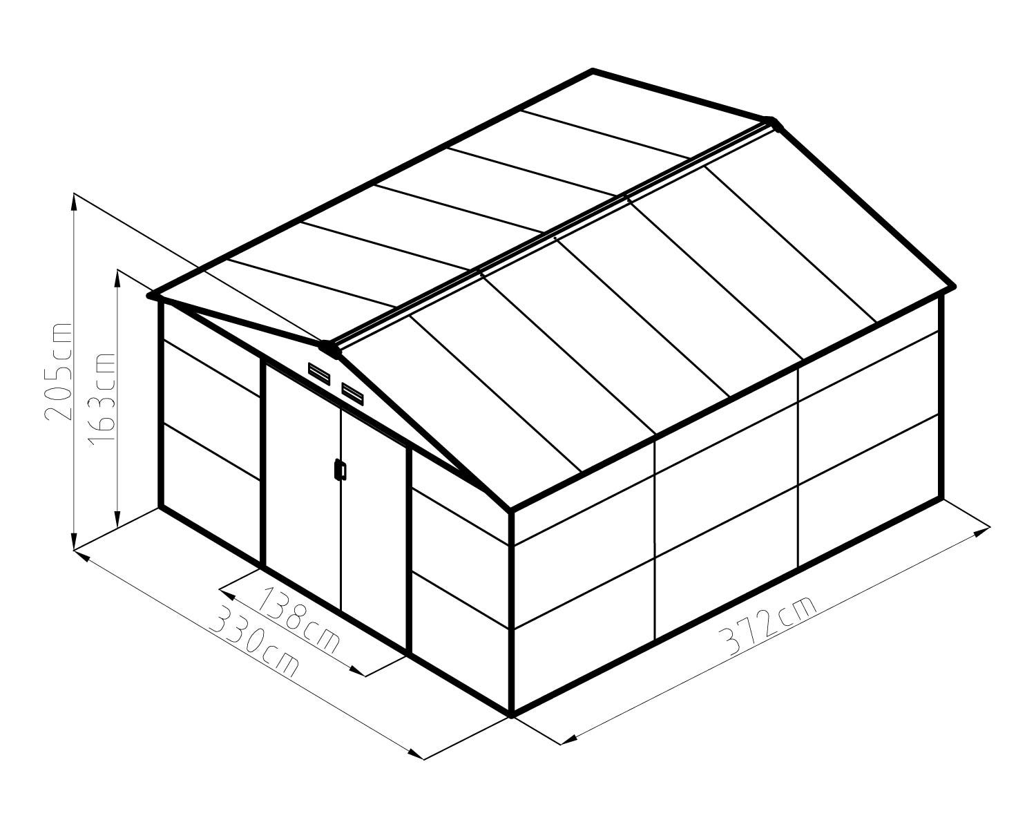 Abri de jardin métal gris 12,27 m2 + kit d'ancrage - 3