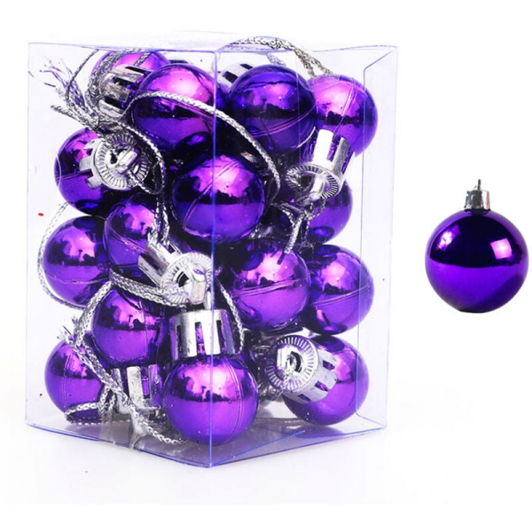 Bombki choinkowe 24 szt. 2 cm Mini bombki choinkowe Dekoracje weselne Dekoracje świąteczne (fioletowe)