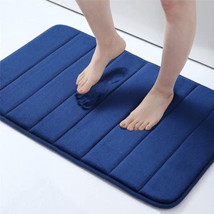 Set 2 Pezzi Tappetino Da Bagno Memory Foam Effetto Ciottolo – Antiscivolo E Ultra Assorbente, Asciugatura Rapida, Colore Ocra (50x80 Cm + 50x40 Cm)