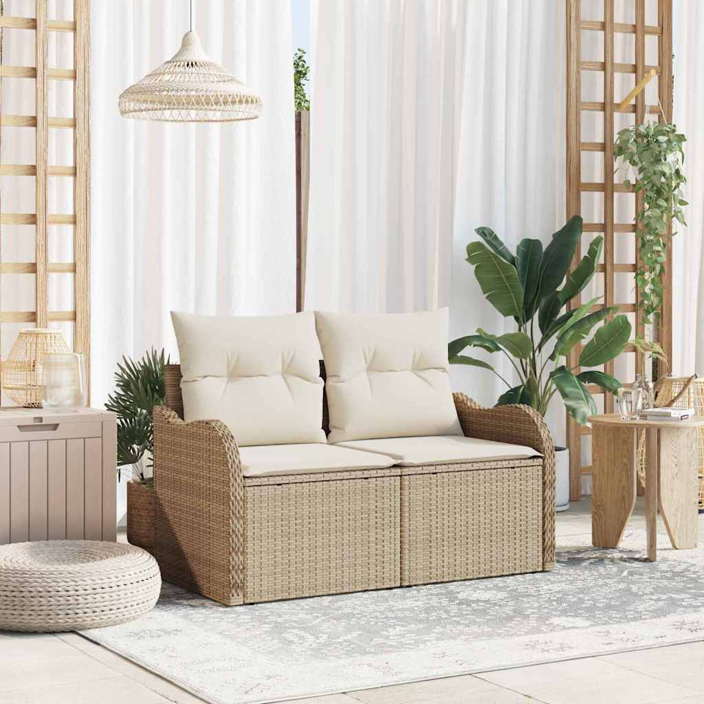 Sofa Ogrodowa z poduszką Beżowy 121 x 62 x 69cm polirattan vidaXL