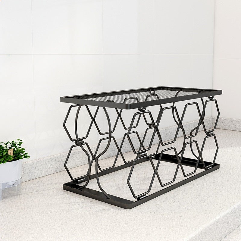 Stojak na wino, 42×22×23 cm, składana półka, bez montażu, maksymalna pojemność 8 butelek – czarny