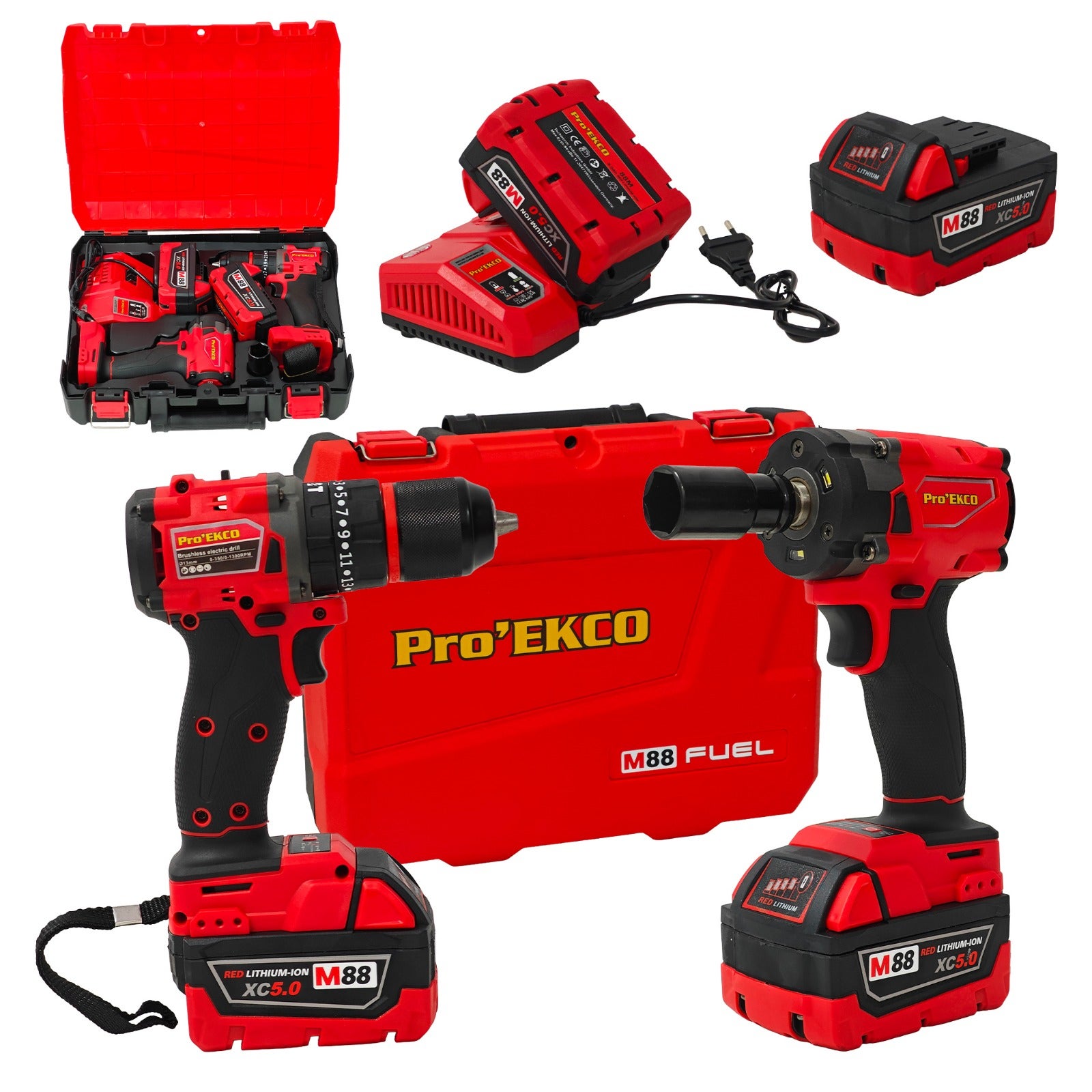 Trusa scule electrice DDT Pro'EKCO M88 FUEL, Brushless, 2 acumulatori 5 ...