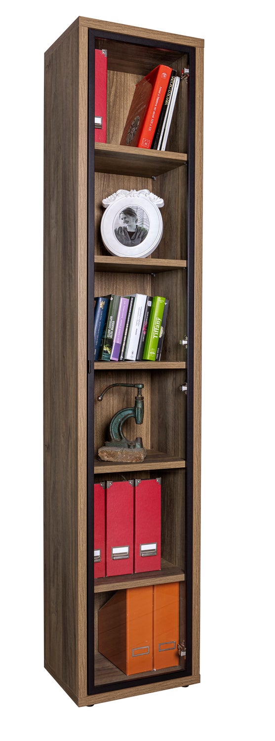 Libreria COMPOSAD PRATICO Con 3 Ante Scorrevoli - 120x195x35,6 Cm, Cemento/Bianco, Made In Italy - Foto 8
