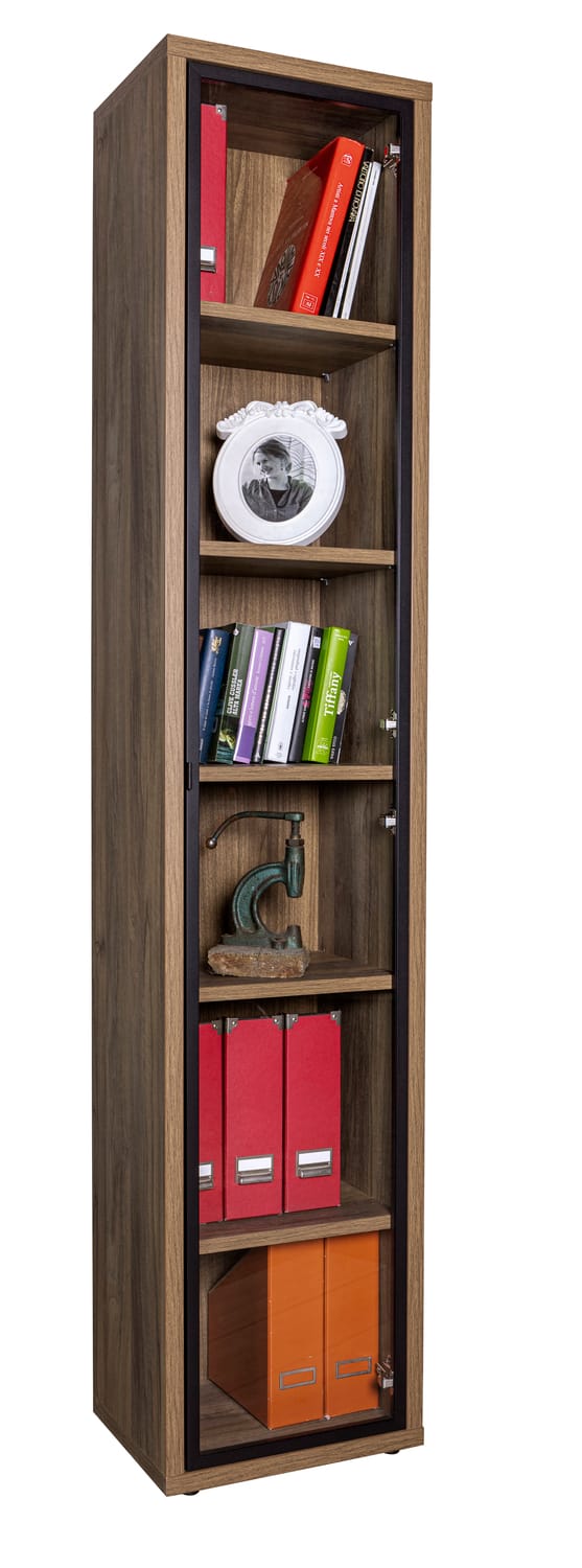 Libreria COMPOSAD PRATICO Con 3 Ante Scorrevoli - 120x195x35,6 Cm, Cemento/Bianco, Made In Italy - Foto 8