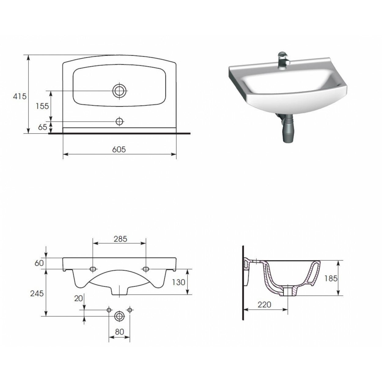 Meuble de salle de bain avec vasque SATI 60 cm - 5