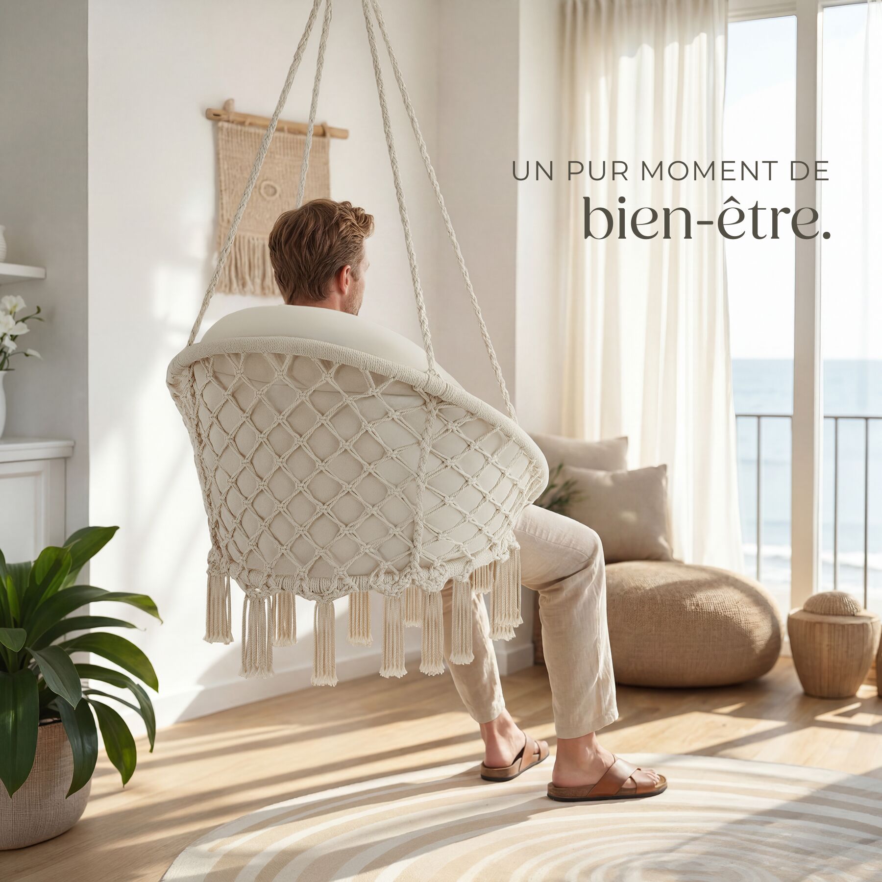 Fauteuil suspendu Samira avec un coussin d'assise épais TECTAKE - 8