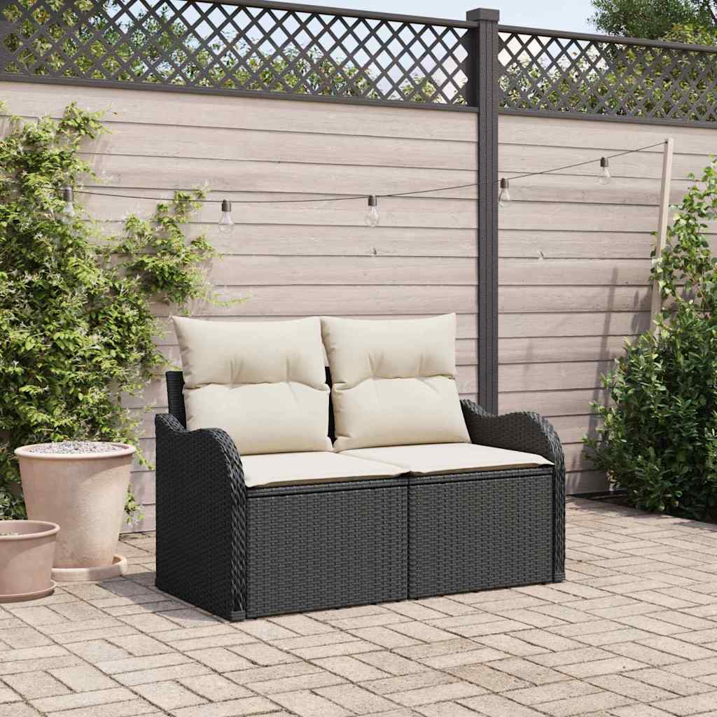 Sofa Ogrodowa z poduszką Czarny 121 x 62 x 69cm polirattan vidaXL