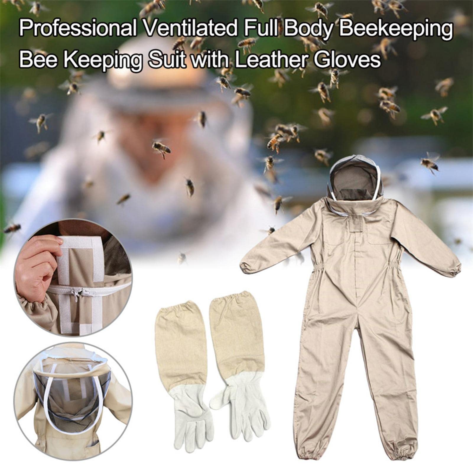 Combinaison D'apiculteur, Costume D'apiculture Professionnelle avec Gants & Protection, Combinaison Apicole pour Tout Le Corps, Anti Guêpe XL - 4