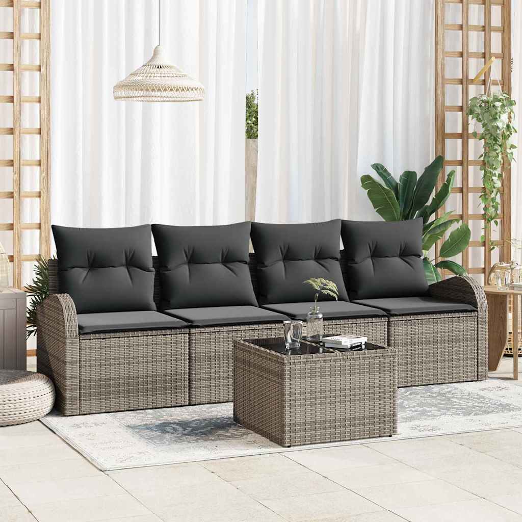 Zestaw Sof na Ogród Szary 55 x 55 x 37 cm polirattan vidaXL