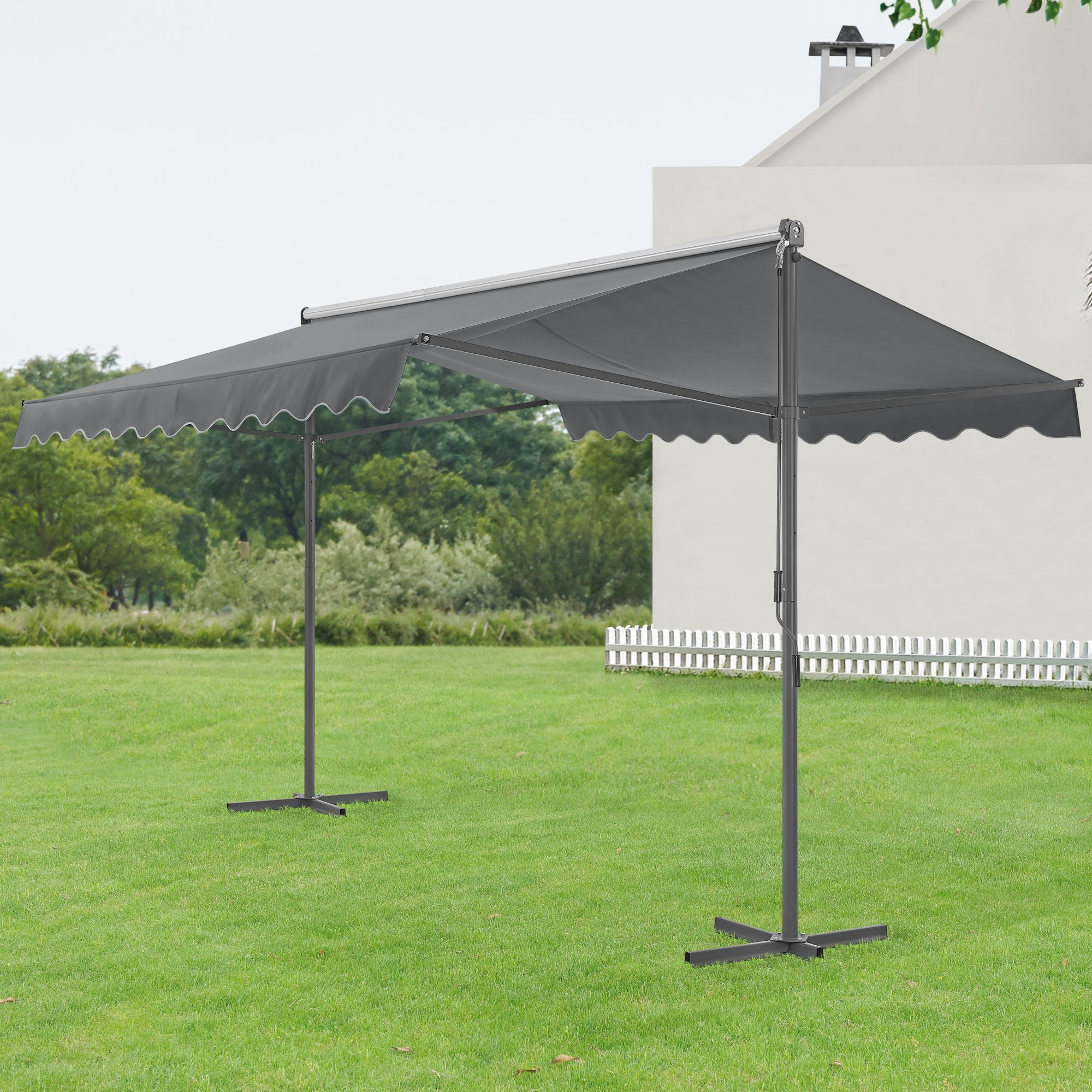 Store banne autoportant Selenizza à double pente 400 x 300 x 260 cm gris foncé [pro.tec] - 2