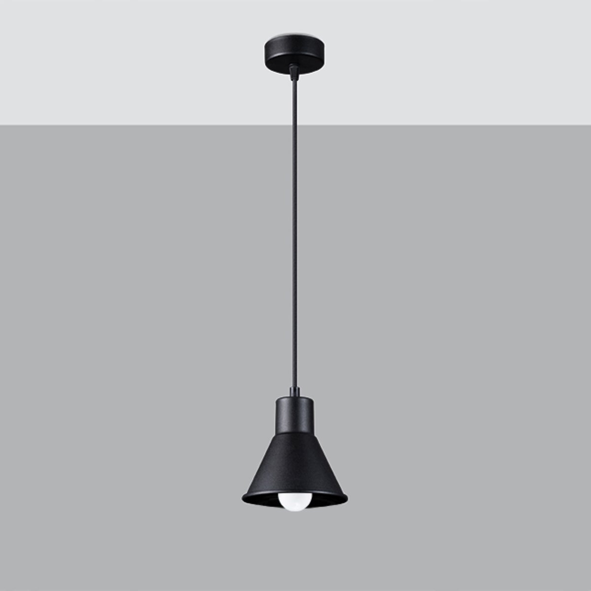 Lampa wisząca FALDURA 1 czarna [E27] LED 4000K - 14x14x120cm Sollux