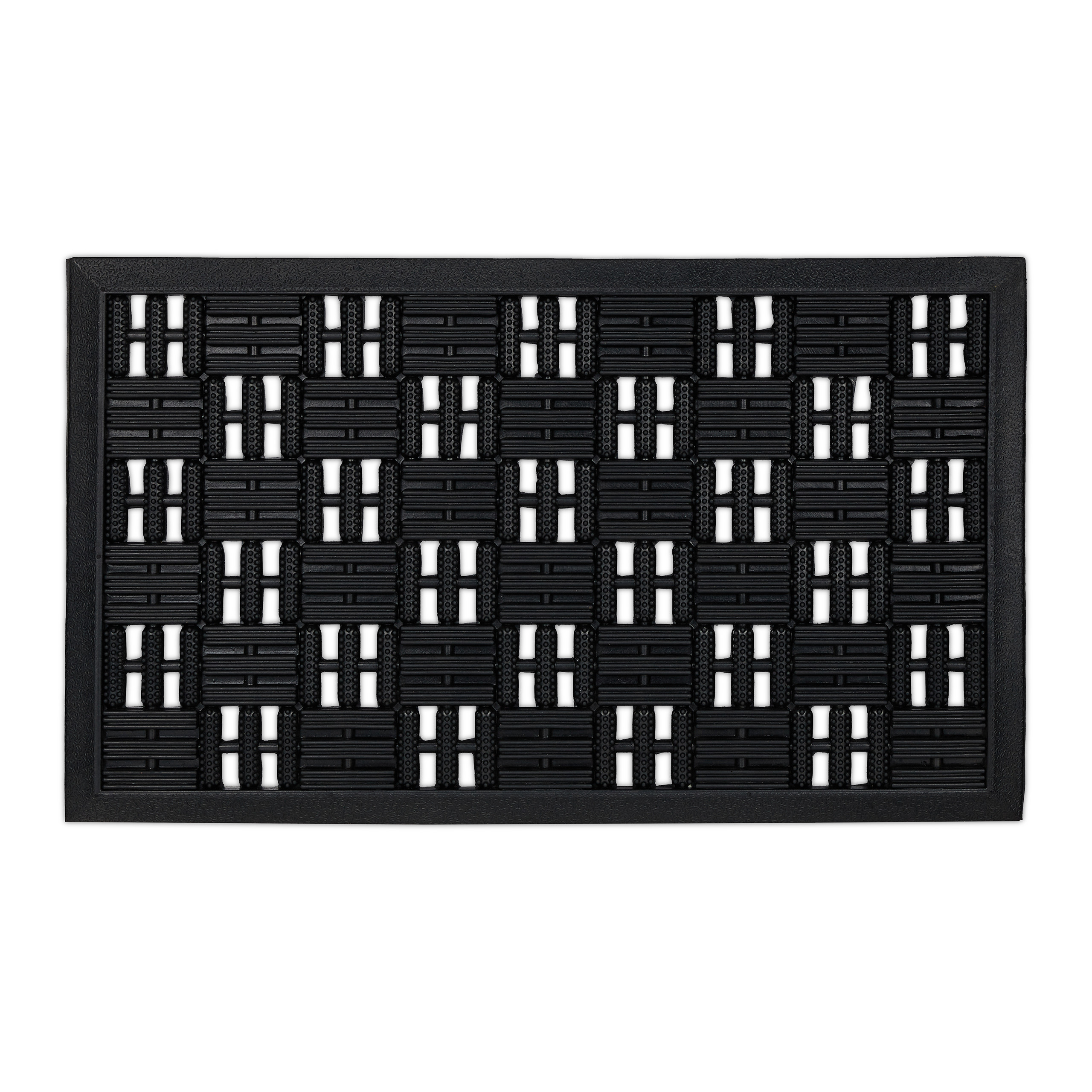 Relaxdays felpudo goma, 45x75cm, enrejado, antideslizante, resistente a intemperie, pinchos, interior y exterior, negro