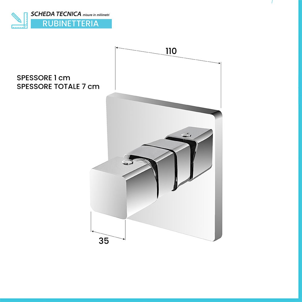 Kit doccia Lotus con miscelatore, braccio 30 e soffione quadrato 20 in cromo - 2