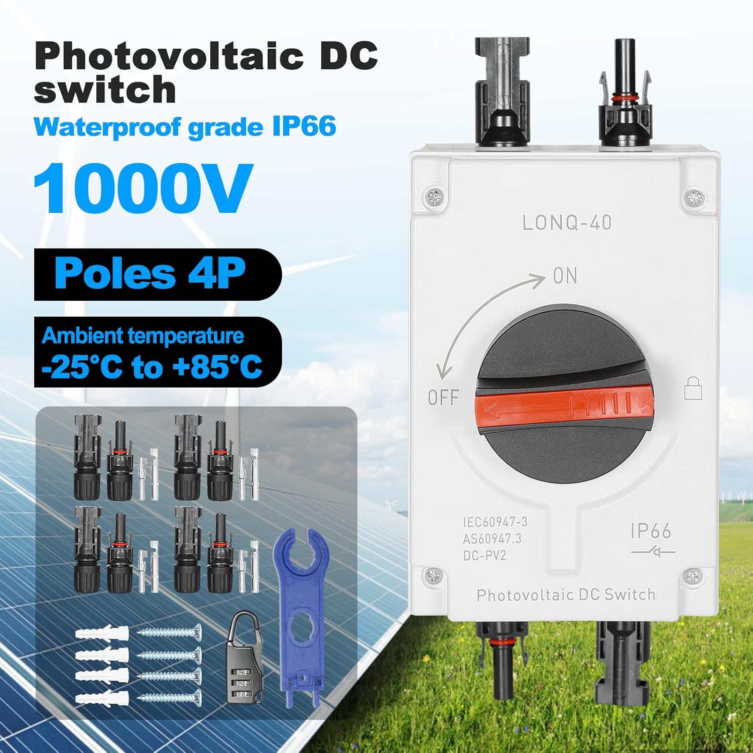 ANNJUC Disjoncteur Pour Panneaux Solaires, 63 A DC 1000 V