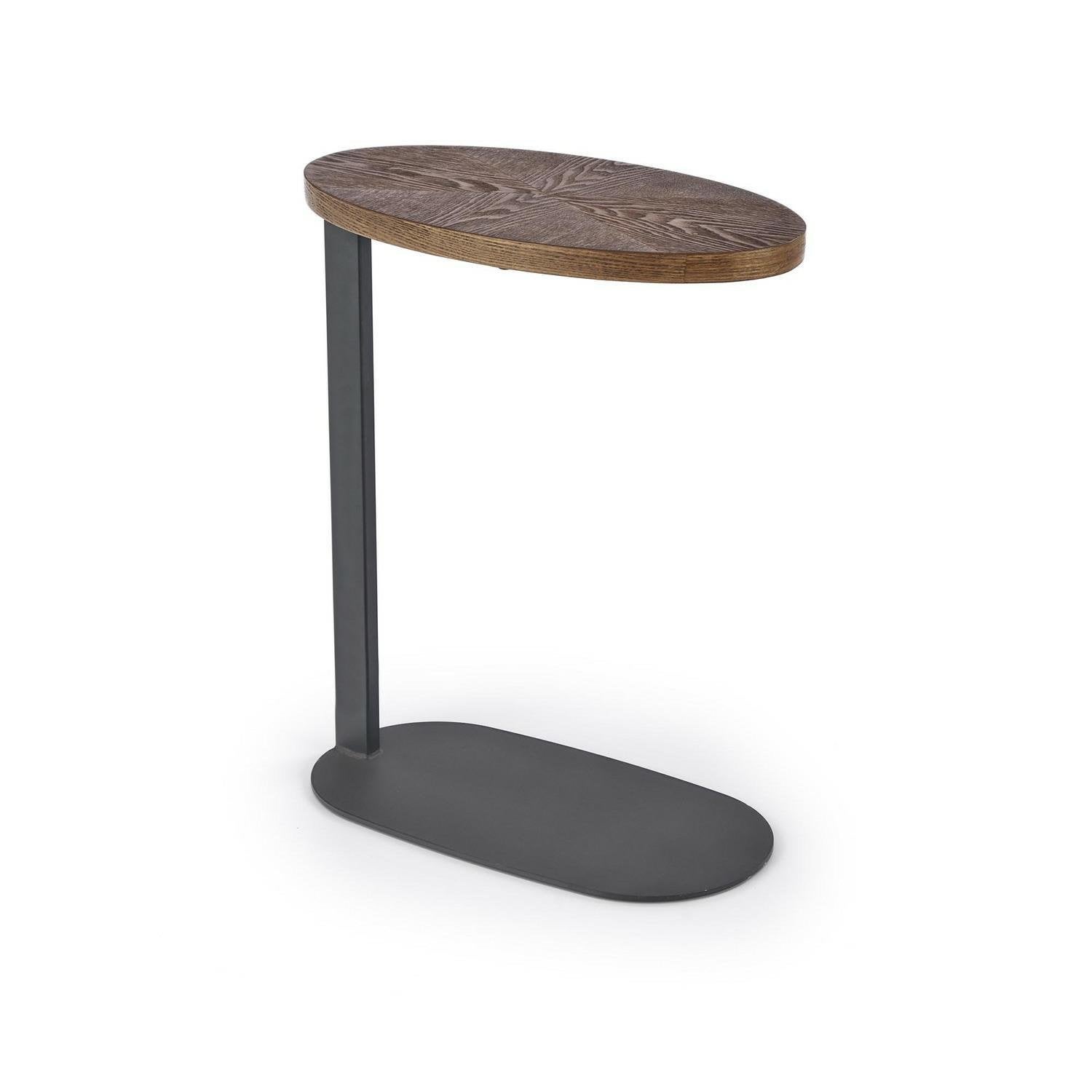 Stolik kawowy owalny Omin INTESI nowoczesny orzechowy czarny metalowy do salonu 58 cm 1 szt.