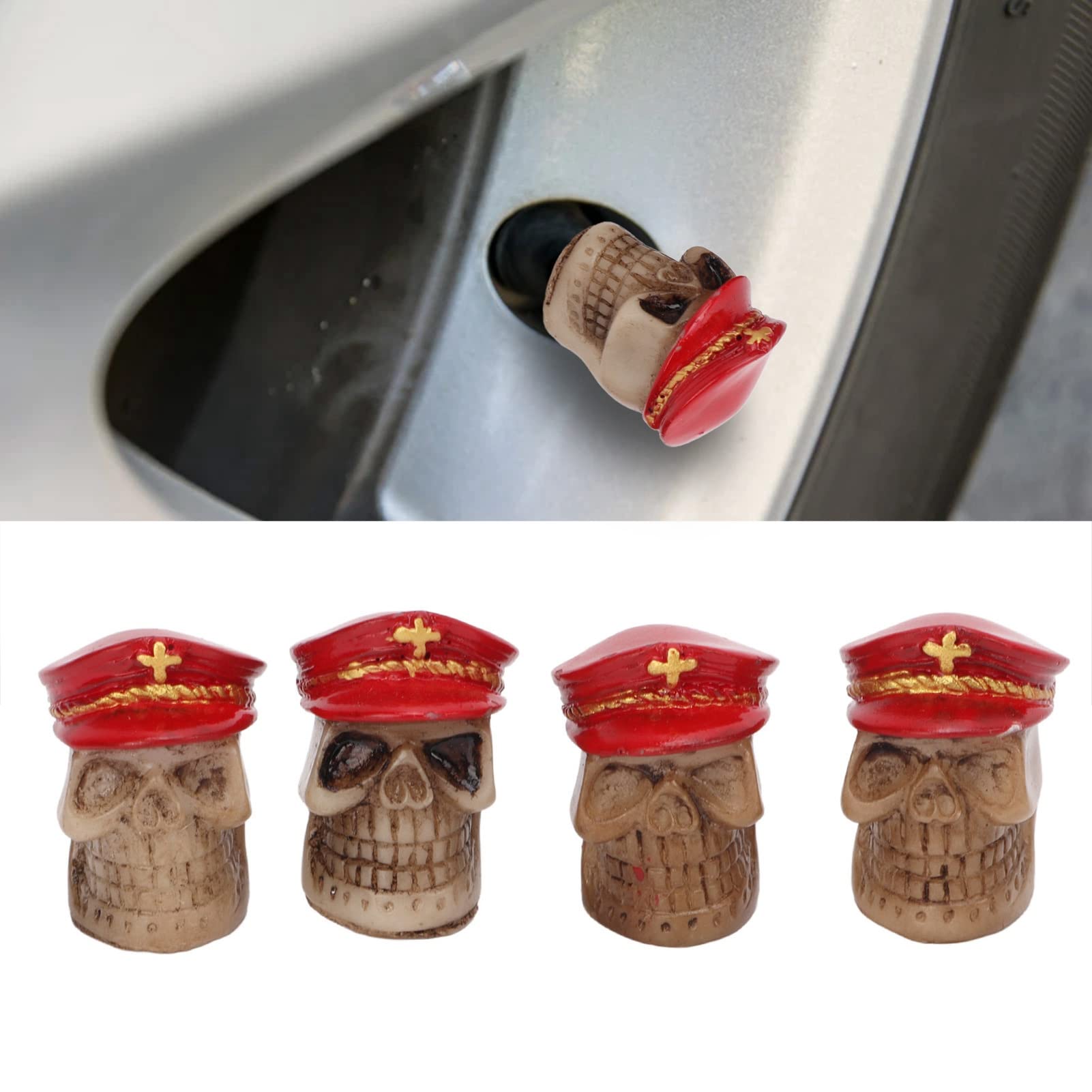 Tappi Per Valvole Gomme Auto 4 Tappi Valvola Pneumatici In Alluminio - Stile Bullet, Universali Per Auto E Moto, Rosso Valvola Fiat 500 - Foto 9