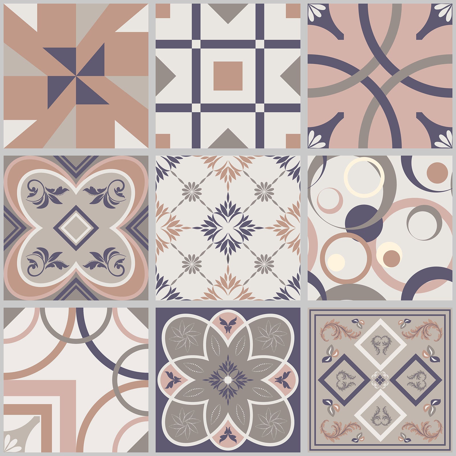 Crédence adhésive sticker décoratif pour cuisine - Effet carreaux de ciment - Adhésif BRILLANT - 60x60 cm - 2