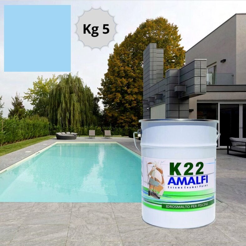 Jumbo Swimming Paint K22 Smalto per Piscine Base Acqua Vernice Waterpool Kg 5 (50 M²) Celeste Ral 2975C - 4