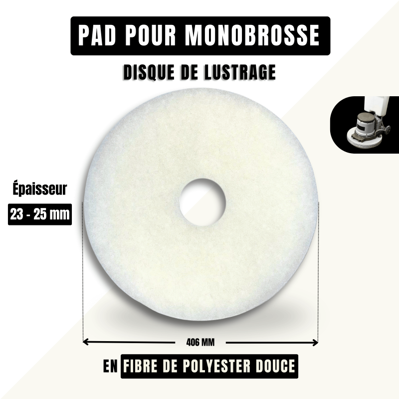 Pad blanc pour monobrosse Ø 406 - 1 pad - Harmony Béton - 2