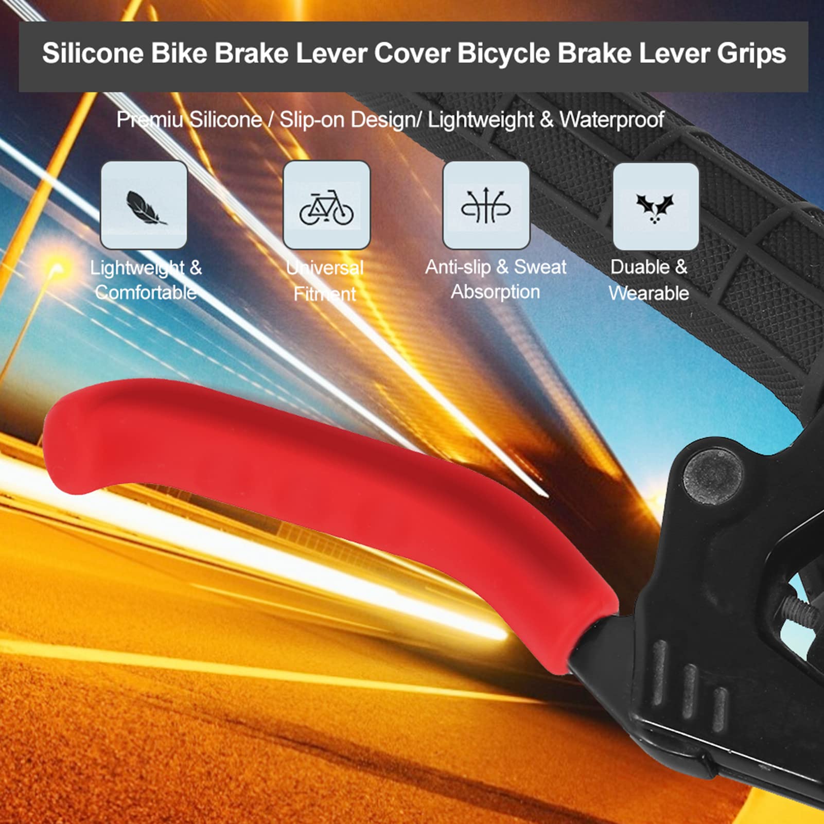 5 cores capa da alavanca do freio da bicicleta apertos de silicone anti deslizamento protetor à prova dwaterproof água ciclismo acessório (vermelho) - 3