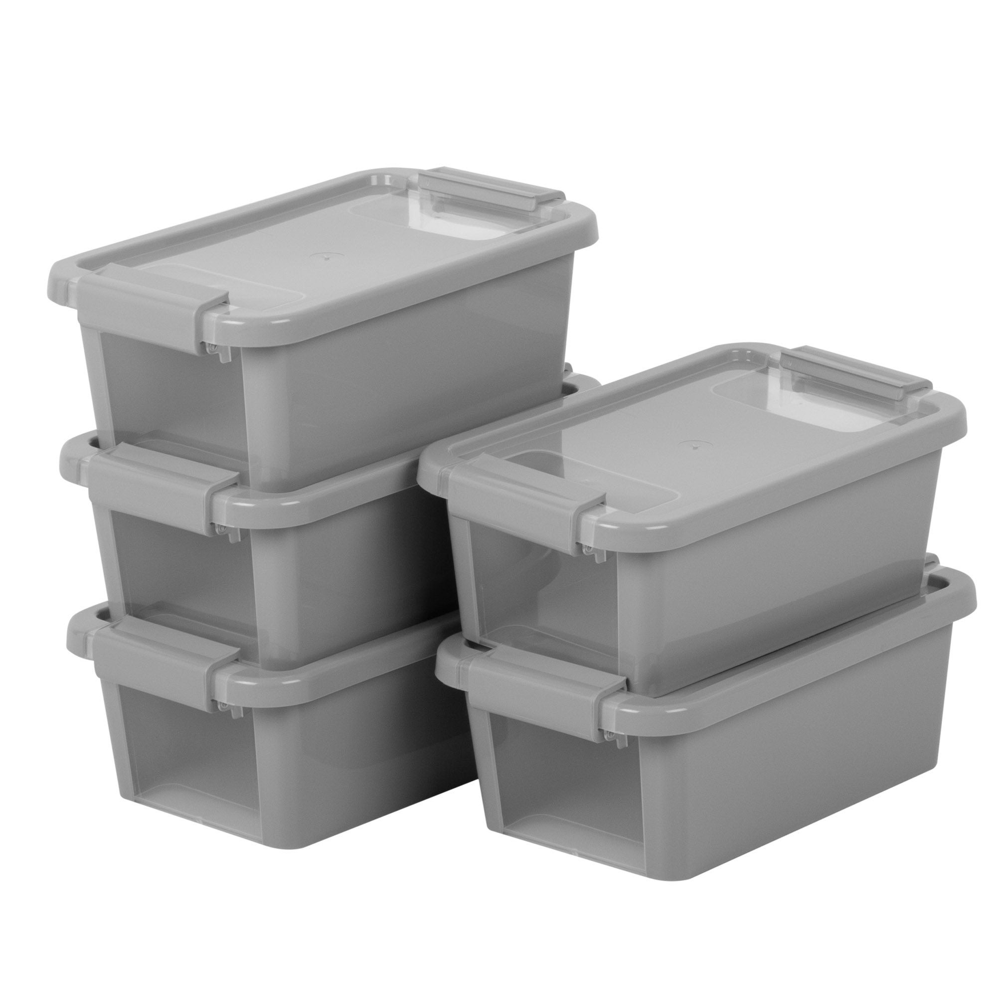 Curver pack 5 cajas de almacenaje con tapa bi-box 3l gris