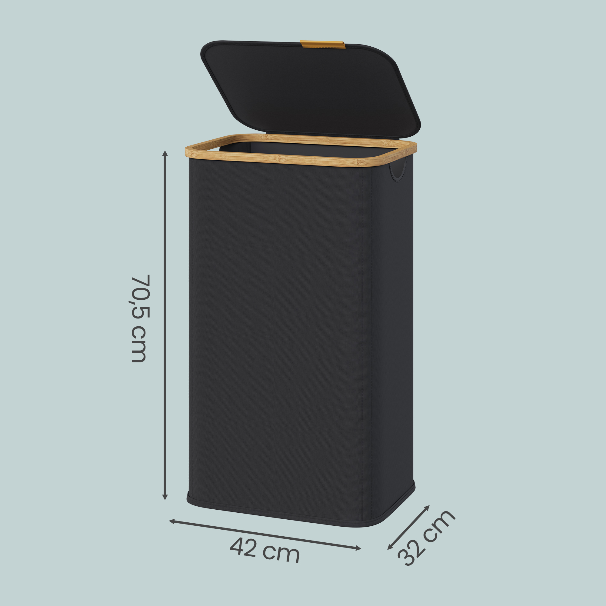 Panier à Linge Pliable en Tissu Oxford, Cadre en Bambou, pour Chambre, Buanderie, 100 L, Noir - 5