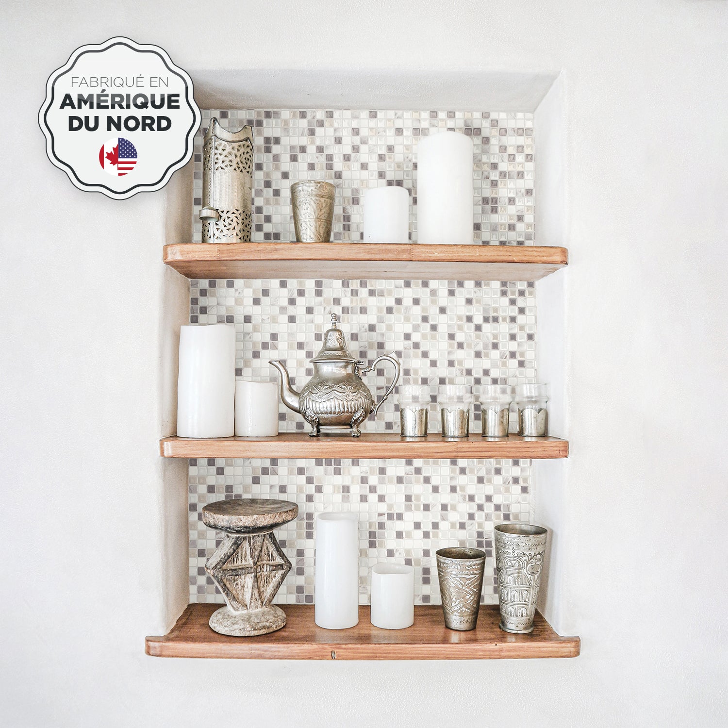 Smart Tiles 4 credenzas adhesivas - Minimo Noche Multicolore - Efecto cerámica - 29.54 cm x 24.76 cm - 2