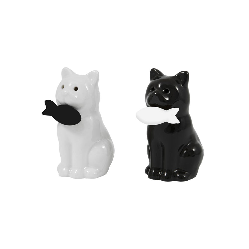 Fisura - Originale saliera e pepiera Set sale e pepe per la tavola a forma divertente Set di saliere e pepiere in ceramica. Moderna saliera da tavolo