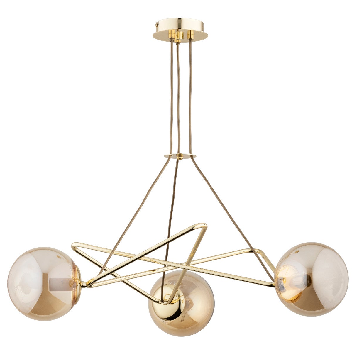 Lampa wisząca Tristan złoto-bursztynowy 3xE14x10W nowoczesna wym: 58 x 60 x 60 cm metal Alfa