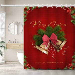 Tenda Doccia Natalizia Jbralid Con Camion Rosso E Albero – 183x183 Cm – Regalo Bagno