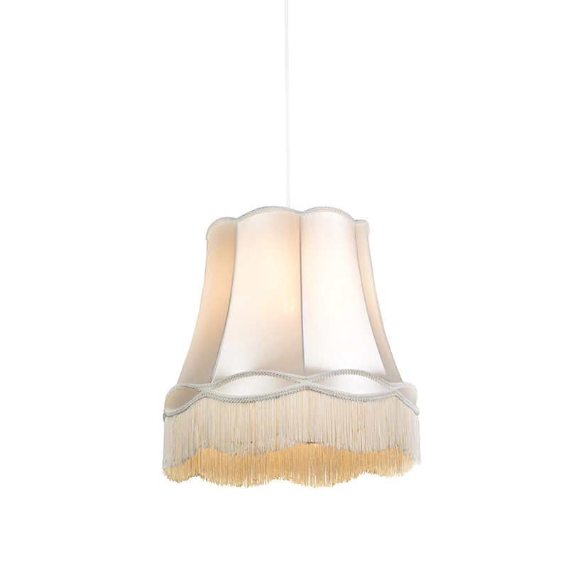 Qazqa retro lampa wisząca z kloszem (1 punkt) - Granny - kremowy, okrągły, max. 60w, kompatybilny z żarówką LED, e27, 45cm