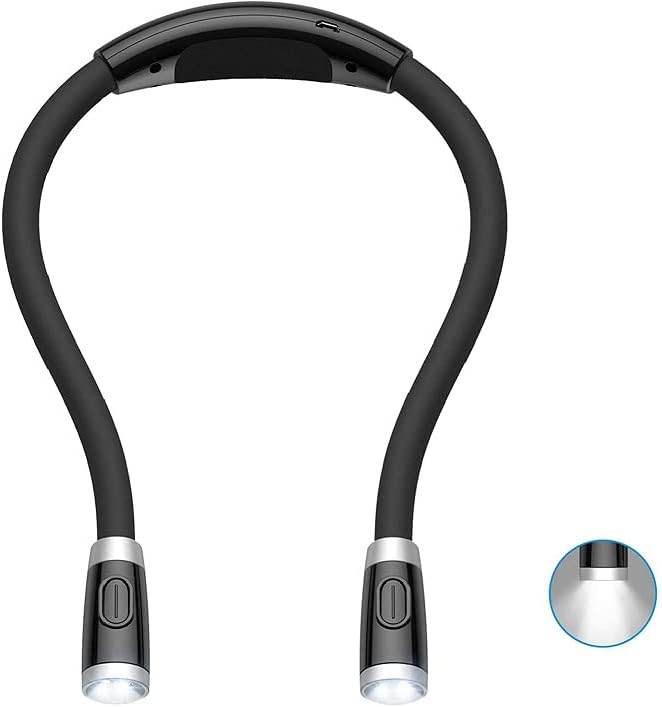 Ładowalna lampka do czytania, lampka nocna na szyję z wolnymi rękami i 3 poziomami regulowanej jasności - kabel USB w zestawie