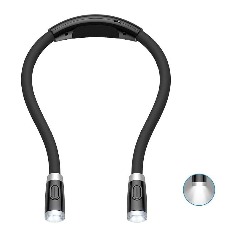 Ładowalna lampka do czytania, lampka nocna na szyję z wolnymi rękami i 3 poziomami regulowanej jasności - kabel USB w zestawie